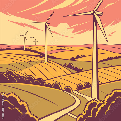 wind turbines farm