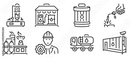 pack of manufacturing line style icons