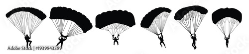 parachute vector illustration silhouette set
