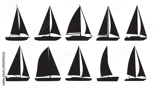  sailboat silhouettes on a checkered surface