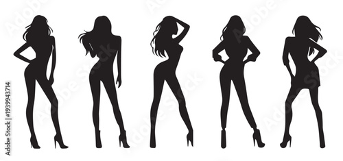 set of women in silhouette
