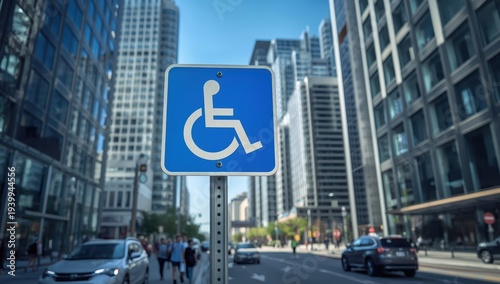 Accessible parking sign featuring a wheelchair icon