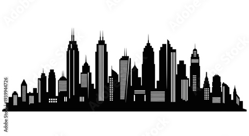 Modern city skyline with sleek skyscrapers and urban landscape