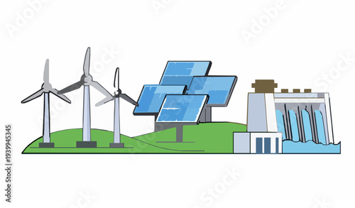 Renewable Energy Illustration for Vector Trace
