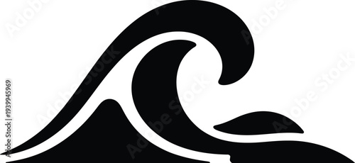 Minimalist ocean wave icon rendered in simple design for graphic use