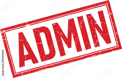 Grunge Square Rubber Stamp Impression with Red ADMIN Text on White