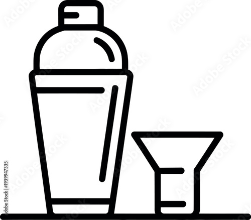 Cocktail shaker and jigger illustration