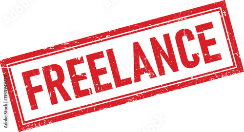 Distressed Rectangle Rubber Stamp with the Text Freelance in Red Ink