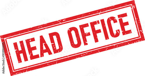 Rectangular Red Rubber Stamp with the Text HEAD OFFICE and Distressed Effect