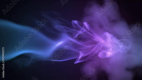Swirling blue and purple mist dissipates into darkness