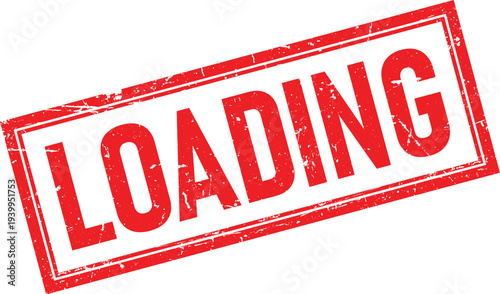 Red Distressed Rubber Stamp With LOADING Text On Transparent Background