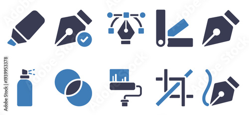  set of editing tools icons as symmetrical scale symmetry