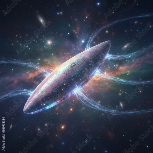 A ship that exudes serene wonder its curved hull etched with pat