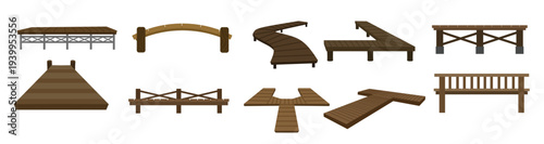  collection of wooden pier and dock illustrations