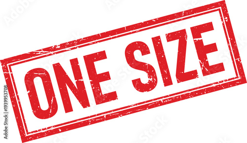 Rectangular Rubber Stamp with ONE SIZE Text in Red Ink Impression