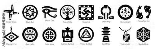  bundle of spiritual symbols solid icons