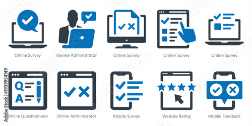 set of survey and ratings icons as online survey