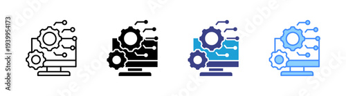 Computer System icon set multiple style collection