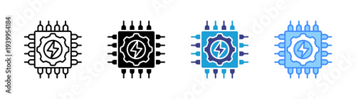 Energy System icon set multiple style collection