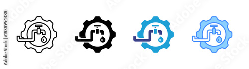 Plumbing icon set multiple style collection