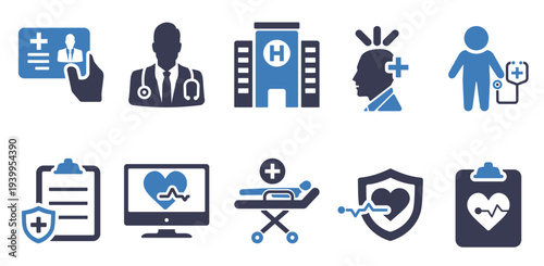  set of health checkup icons as hospital doctor health