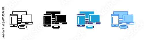Electronic Devices icon set multiple style collection