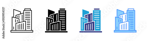 Building icon set multiple style collection