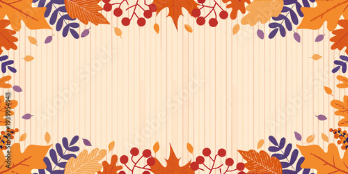Autumn leaves and berries create a warm inviting frame
