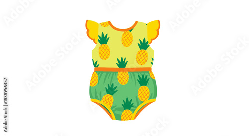 Vector illustration of baby romper with pineapple print