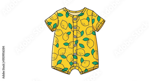 Vector lemon print baby romper