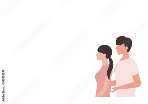 若い夫婦・カップルのベクターイラスト素材(ピンク)