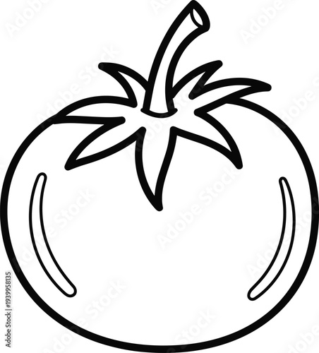 Tomato line art icon minimal outline vegetable illustration fresh organic food ingredient simple black stroke vector design