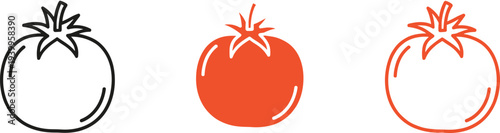 Tomato icon collection line art and flat style fresh organic vegetable food symbol minimal vector illustration design set