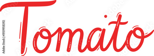 Tomato handwritten lettering typography red brush script text design fresh food calligraphy word art vector illustration