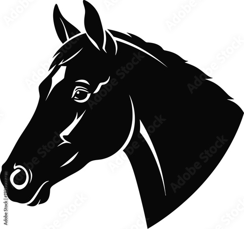 Silhouette head of a horse profile view on transparent background