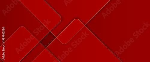 Modern Red Abstract Geometric Square Background. A bold vector illustration featuring overlapping rounded squares with gold outlines on a rich crimson gradient. Ideal for premium corporate branding.
