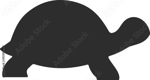 Turtle silhouette side profile, vector illustration representing nature, wildlife, slow movement, animal symbol, and environmental conservation themes