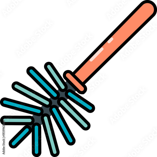 Silicone toilet brush icon with outline