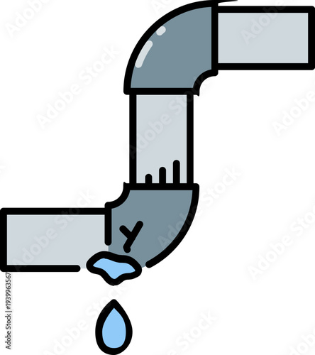 Water leak from pipe icon with outline