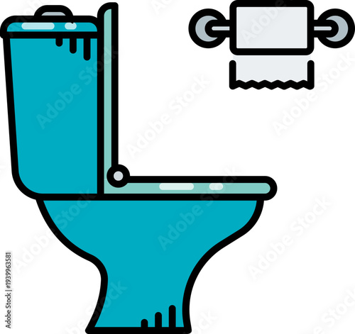 Ceramic seat toilet from side icon with outline