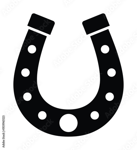 Stylized vector graphic of a horseshoe with multiple nail holes