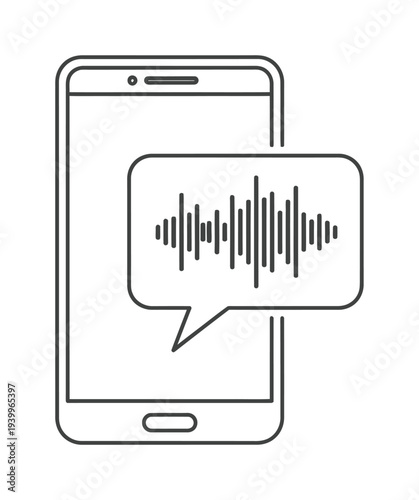Vector of a smartphone displaying a speech bubble with a sound wave pattern