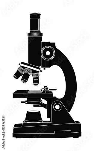 Vector of a classic biological microscope with binocular lenses