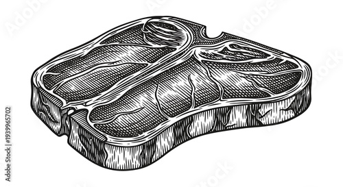 Hand drawn tbone steak illustration
