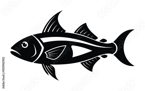 Stylized vector of a fish with a outline and fin design