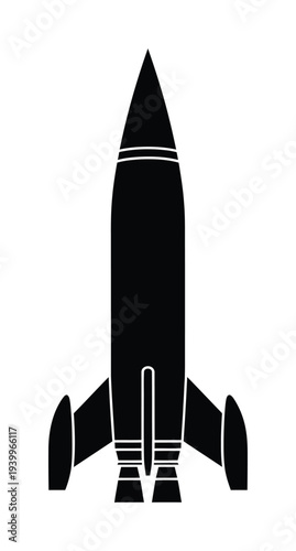 Vector of a classic retro rocket with a pointed nose and stabilizer fins