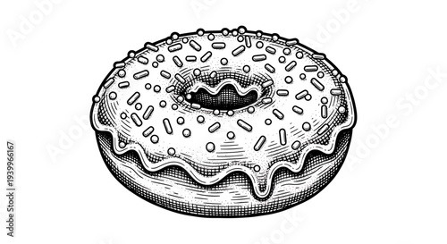 Hand drawn donut with sprinkles sketch