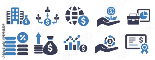 set of investment icons as return on investment bond