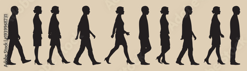 walk cycle silhouette vectors