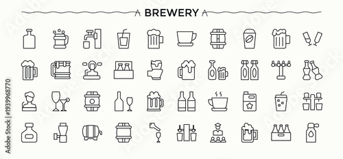 Drinks modern icon set. Outline symbol collection. Pictogram and infographic. Juice related icon set. It contains symbols to juice, tea, beer, soda, beverage and more.